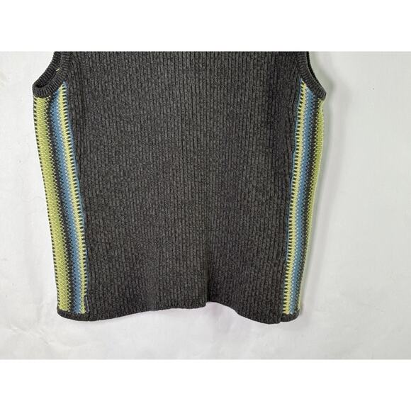 Woolrich Womans Size XL Cotton Blend Knit Zip Front Sweater Vest Gray Blue Green - Picture 7 of 10